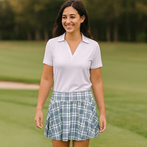 SMITH & QUINN Gwen Sport Plaid Pleated 15" Skort - Picture 1 of 12